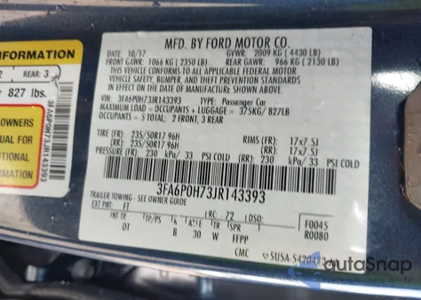 2018 Ford Fusion Se from USA, damaged, VIN 3FA6P0H73JR143393